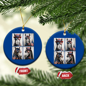 Patriotic Horse Selfie Squad Ceramic Ornament USA Flag Red White And Blue Graphic