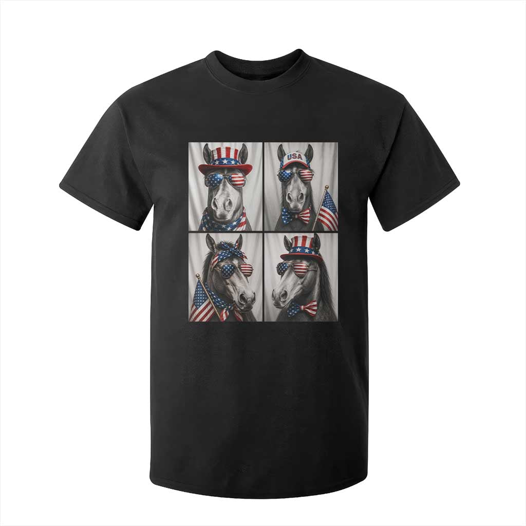 Patriotic Horse Selfie Squad T Shirt For Kid USA Flag Red White And Blue Graphic TS12 Black Print Your Wear