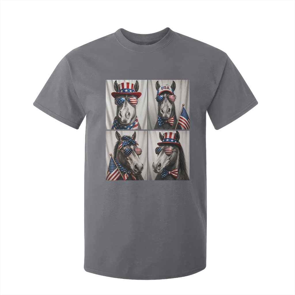 Patriotic Horse Selfie Squad T Shirt For Kid USA Flag Red White And Blue Graphic TS12 Charcoal Print Your Wear