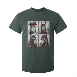 Patriotic Horse Selfie Squad T Shirt For Kid USA Flag Red White And Blue Graphic TS12 Dark Forest Green Print Your Wear