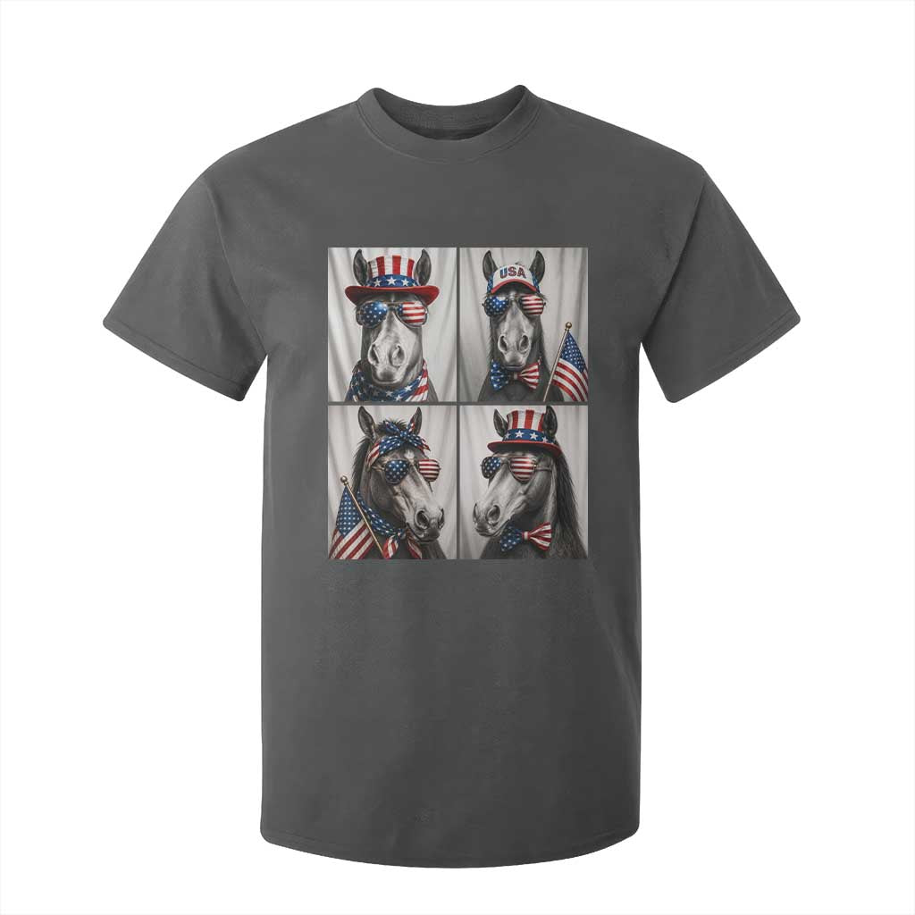 Patriotic Horse Selfie Squad T Shirt For Kid USA Flag Red White And Blue Graphic TS12 Dark Heather Print Your Wear