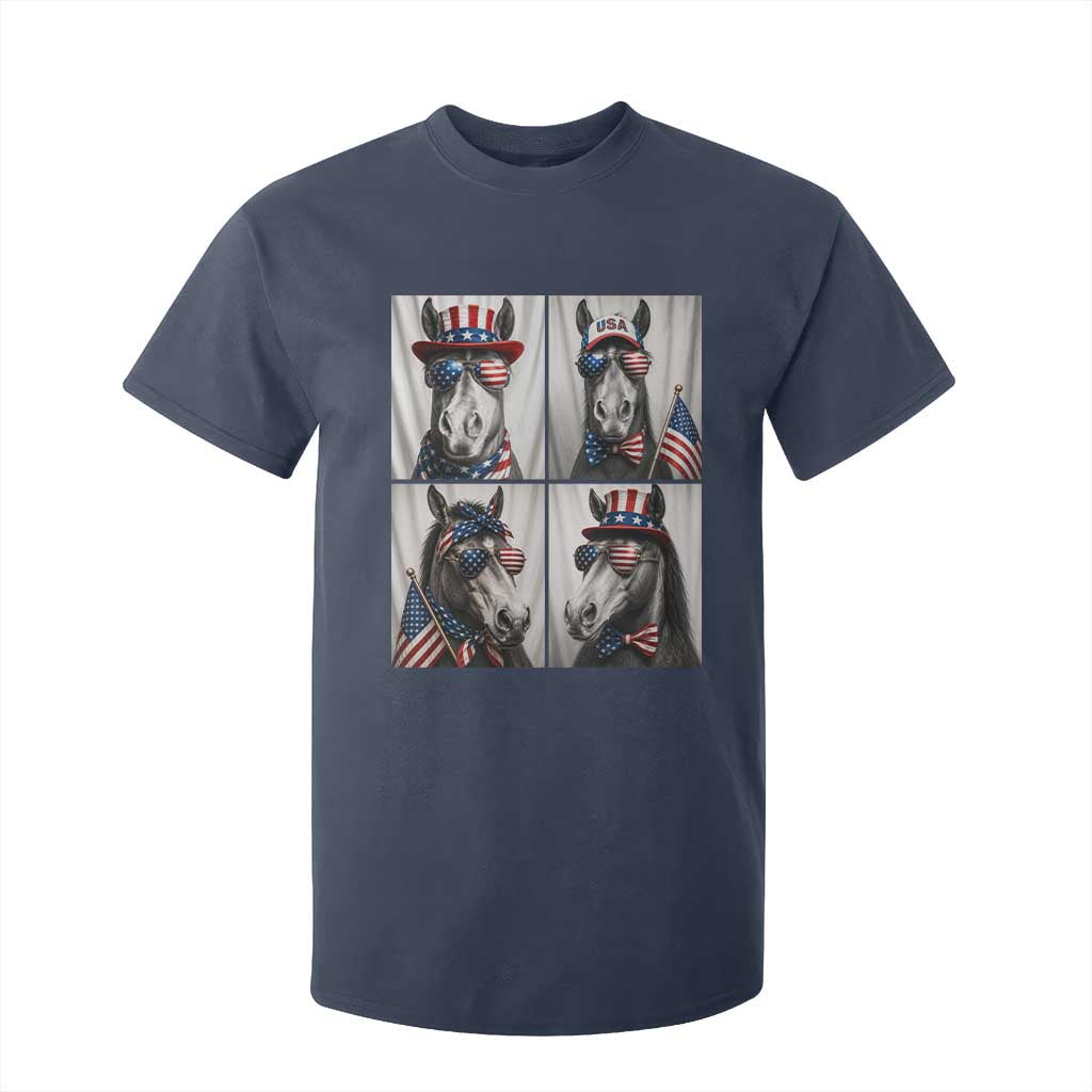 Patriotic Horse Selfie Squad T Shirt For Kid USA Flag Red White And Blue Graphic TS12 Navy Print Your Wear