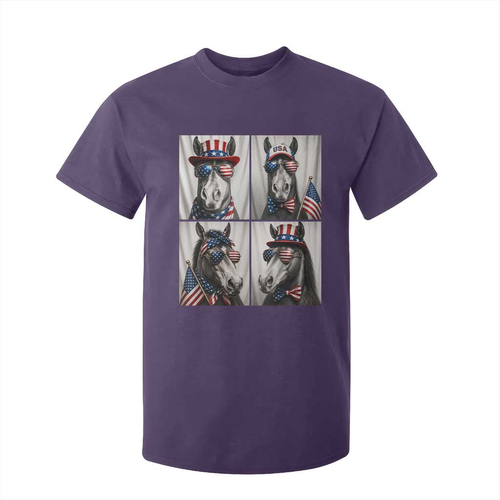 Patriotic Horse Selfie Squad T Shirt For Kid USA Flag Red White And Blue Graphic TS12 Purple Print Your Wear
