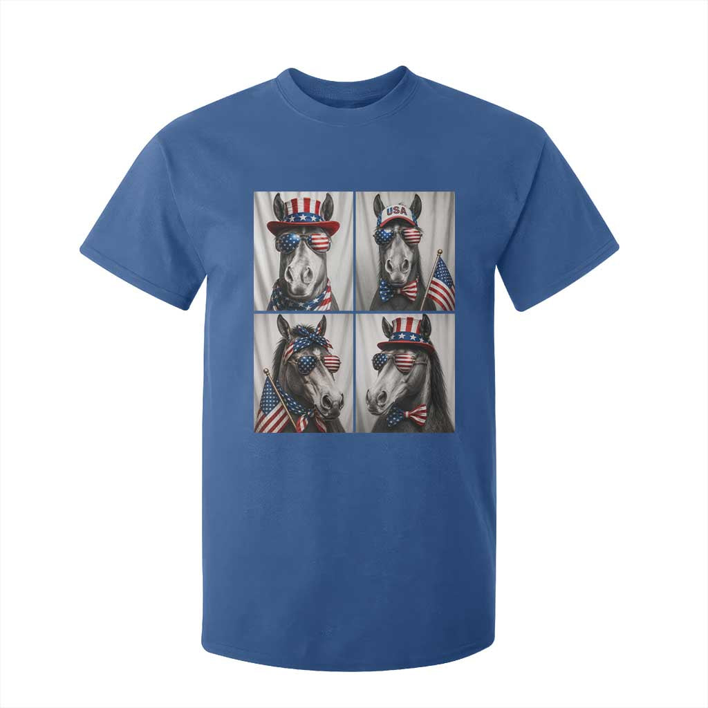 Patriotic Horse Selfie Squad T Shirt For Kid USA Flag Red White And Blue Graphic TS12 Royal Blue Print Your Wear