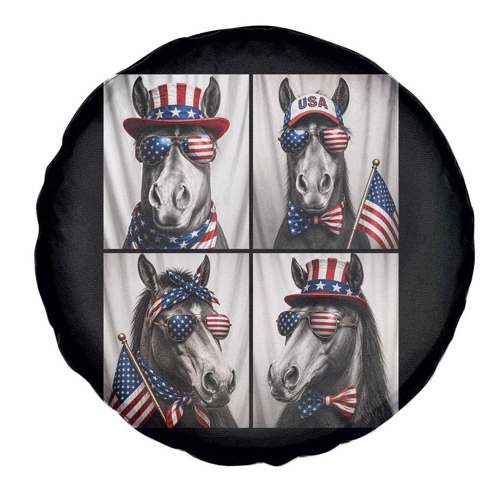 Patriotic Horse Selfie Squad Spare Tire Cover USA Flag Red White And Blue Graphic TS12 Print Your Wear