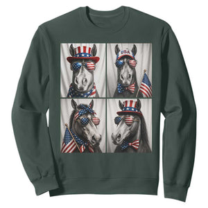 Patriotic Horse Selfie Squad Sweatshirt USA Flag Red White And Blue Graphic