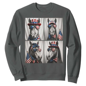 Patriotic Horse Selfie Squad Sweatshirt USA Flag Red White And Blue Graphic