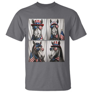 Patriotic Horse Selfie Squad T Shirt USA Flag Red White And Blue Graphic TS12 Charcoal Print Your Wear