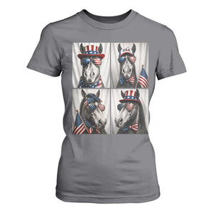 Patriotic Horse Selfie Squad T Shirt For Women USA Flag Red White And Blue Graphic TS12 Charcoal Print Your Wear