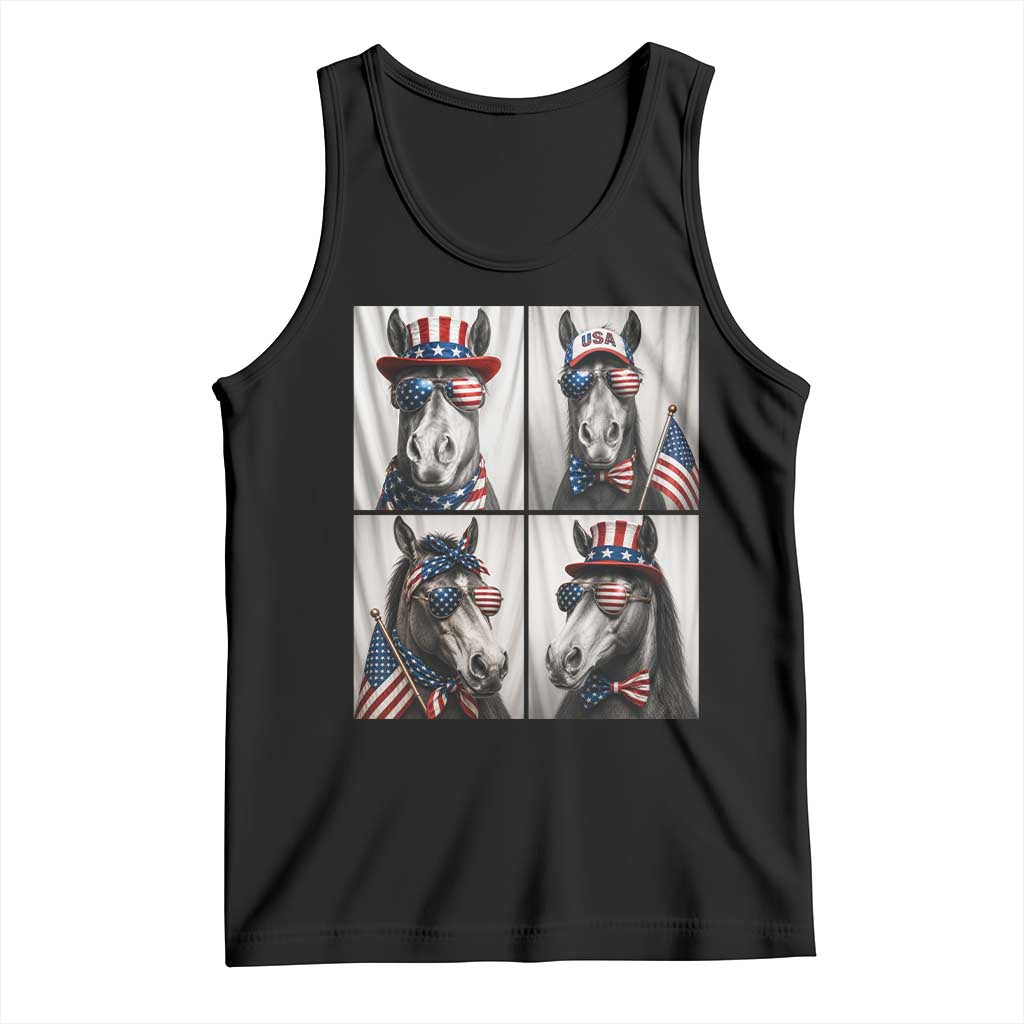 Patriotic Horse Selfie Squad Tank Top USA Flag Red White And Blue Graphic TS12 Black Print Your Wear