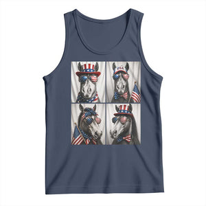 Patriotic Horse Selfie Squad Tank Top USA Flag Red White And Blue Graphic TS12 Navy Print Your Wear