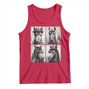 Patriotic Horse Selfie Squad Tank Top USA Flag Red White And Blue Graphic TS12 Red Print Your Wear