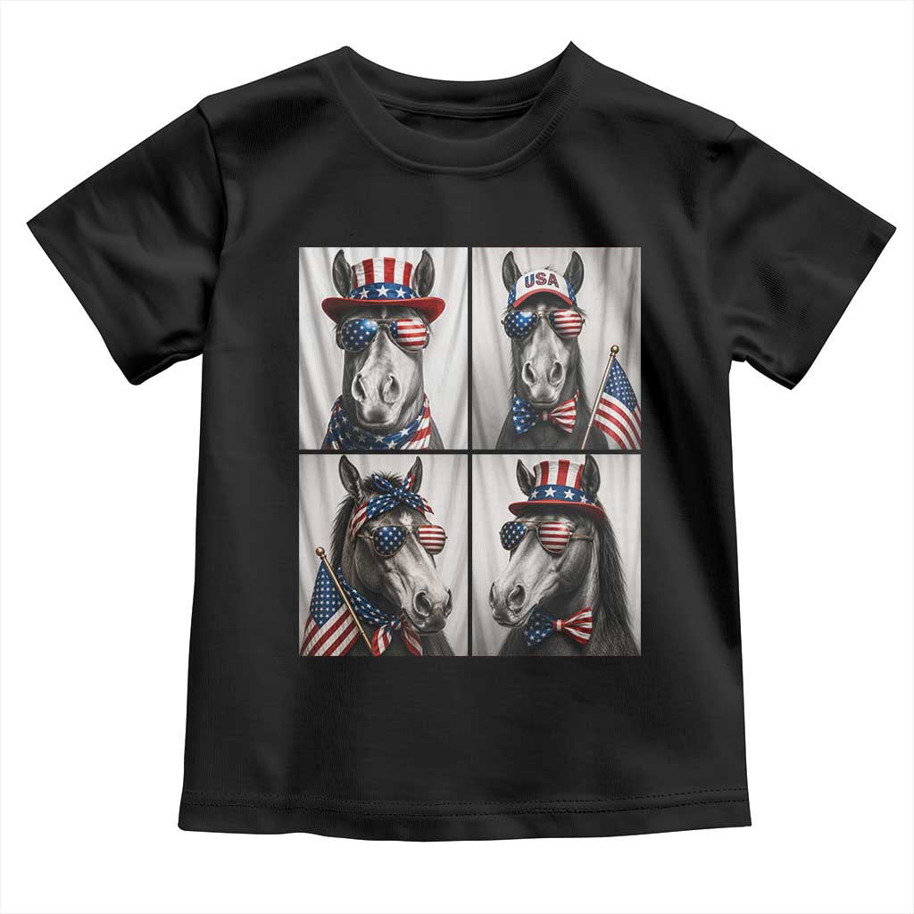 Patriotic Horse Selfie Squad Toddler T Shirt USA Flag Red White And Blue Graphic