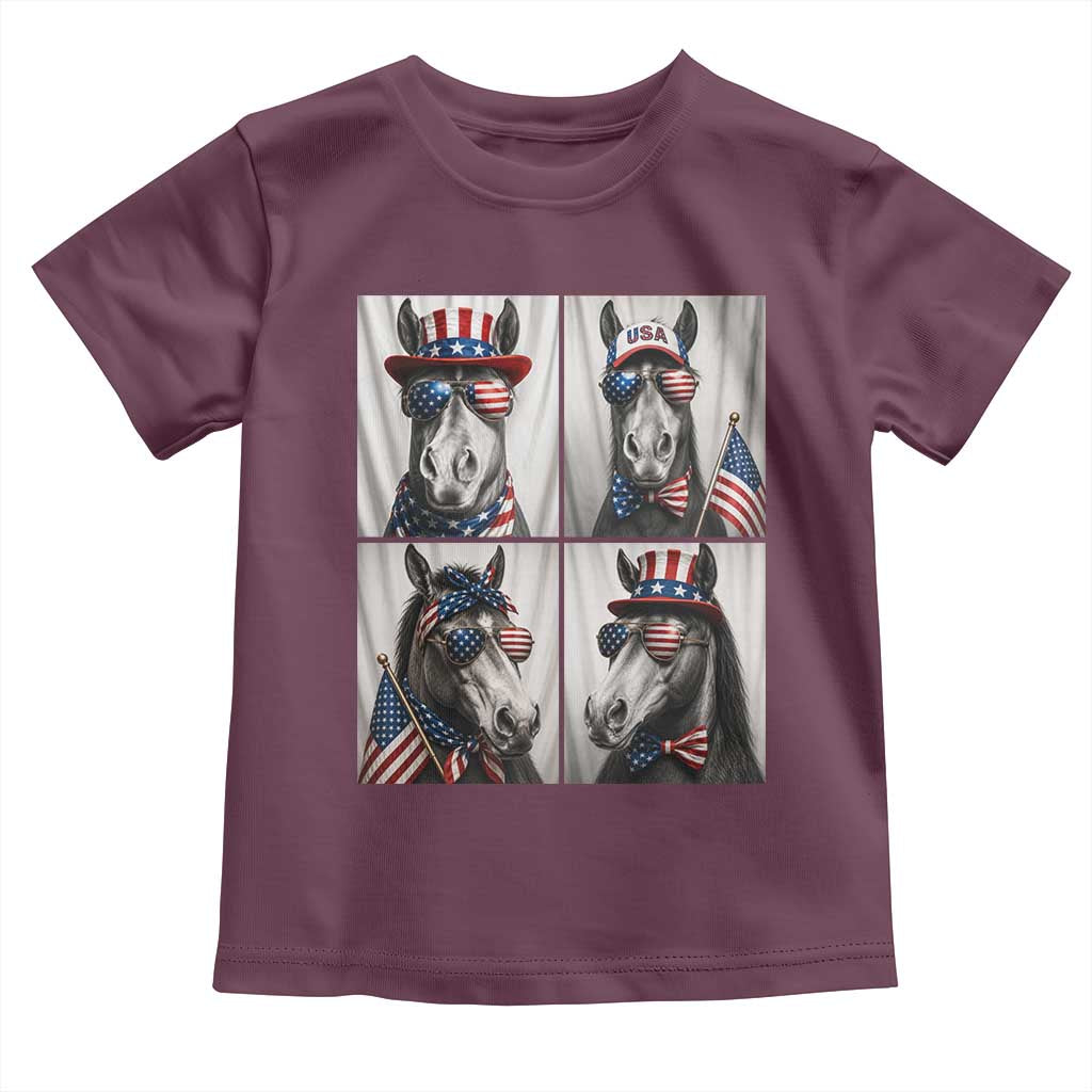 Patriotic Horse Selfie Squad Toddler T Shirt USA Flag Red White And Blue Graphic