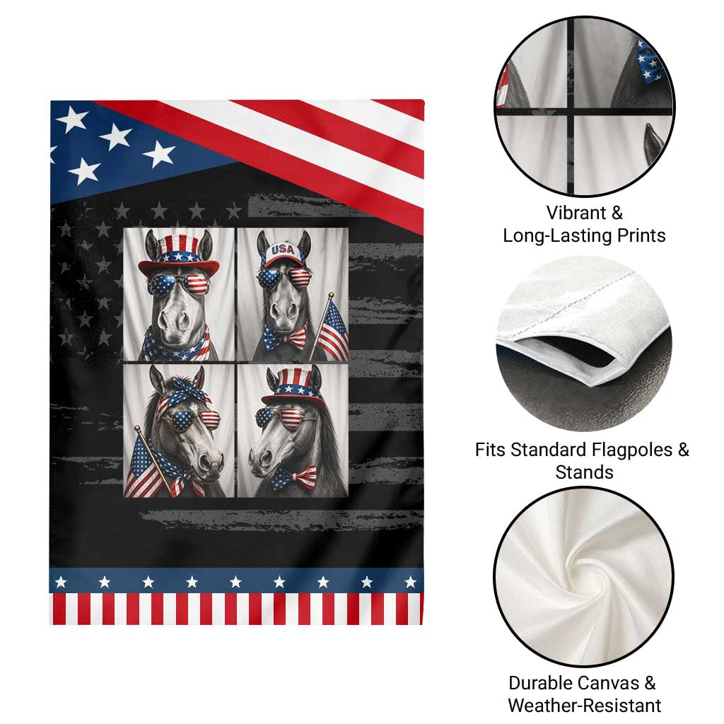 Horse Selfie Squad Patriotic Garden Flag USA Flag Red White And Blue Graphic TS12 Print Your Wear