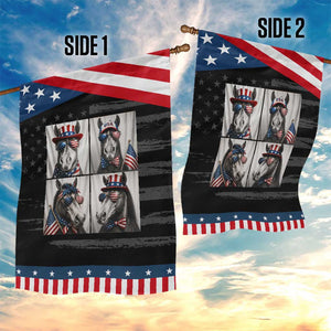 Horse Selfie Squad Patriotic Garden Flag USA Flag Red White And Blue Graphic TS12 Print Your Wear
