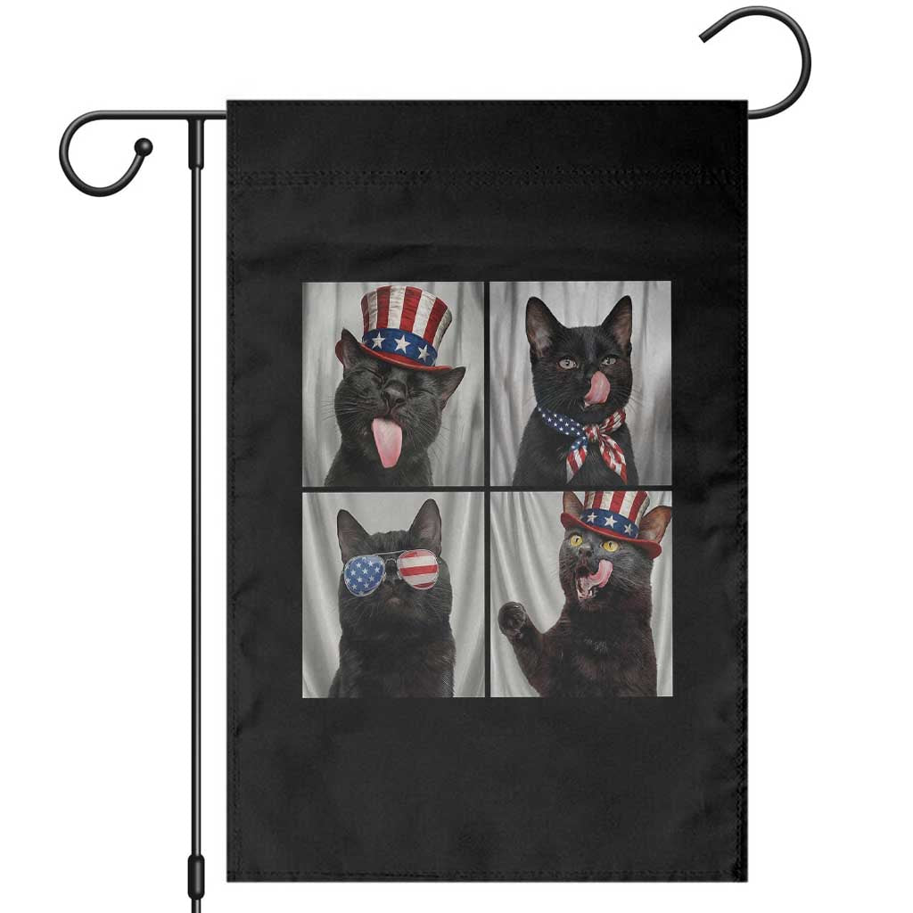 Funny Patriotic Black British Shorthair Cat Selfie Garden Flag