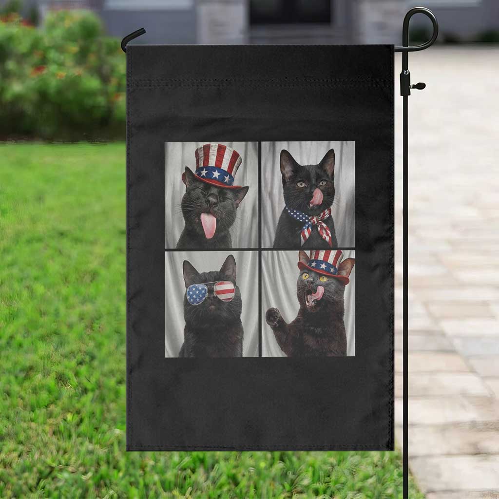 Funny Patriotic Black British Shorthair Cat Selfie Garden Flag