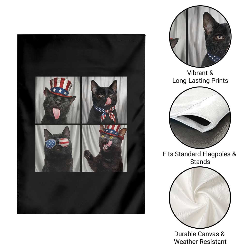 Funny Patriotic Black British Shorthair Cat Selfie Garden Flag