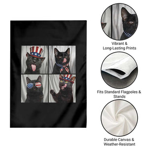 Funny Patriotic Black British Shorthair Cat Selfie Garden Flag