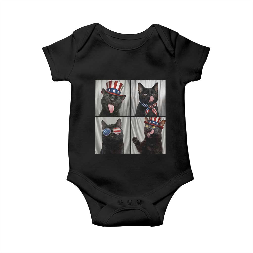Funny Patriotic Black British Shorthair Cat Selfie Baby Onesie