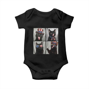Funny Patriotic Black British Shorthair Cat Selfie Baby Onesie