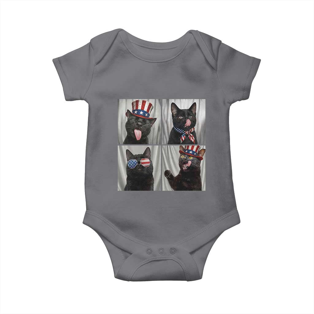 Funny Patriotic Black British Shorthair Cat Selfie Baby Onesie