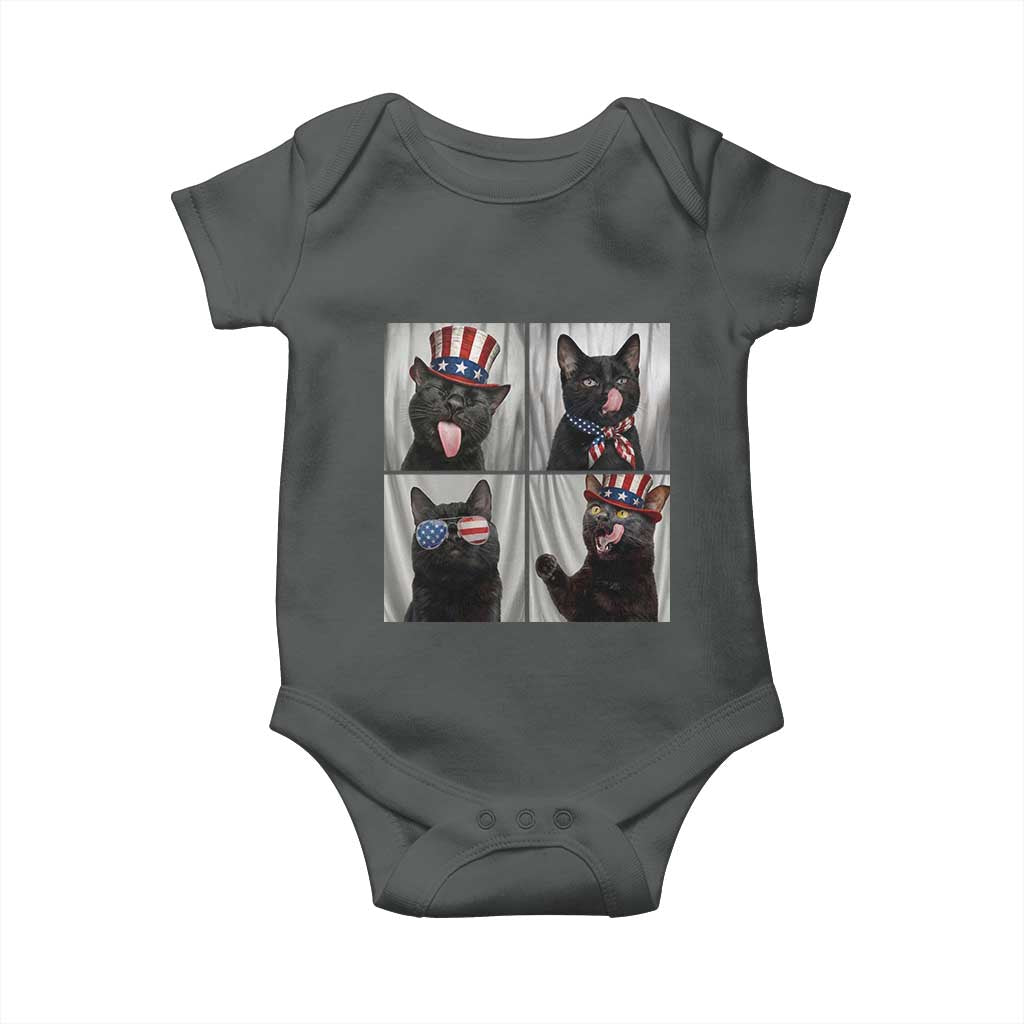 Funny Patriotic Black British Shorthair Cat Selfie Baby Onesie