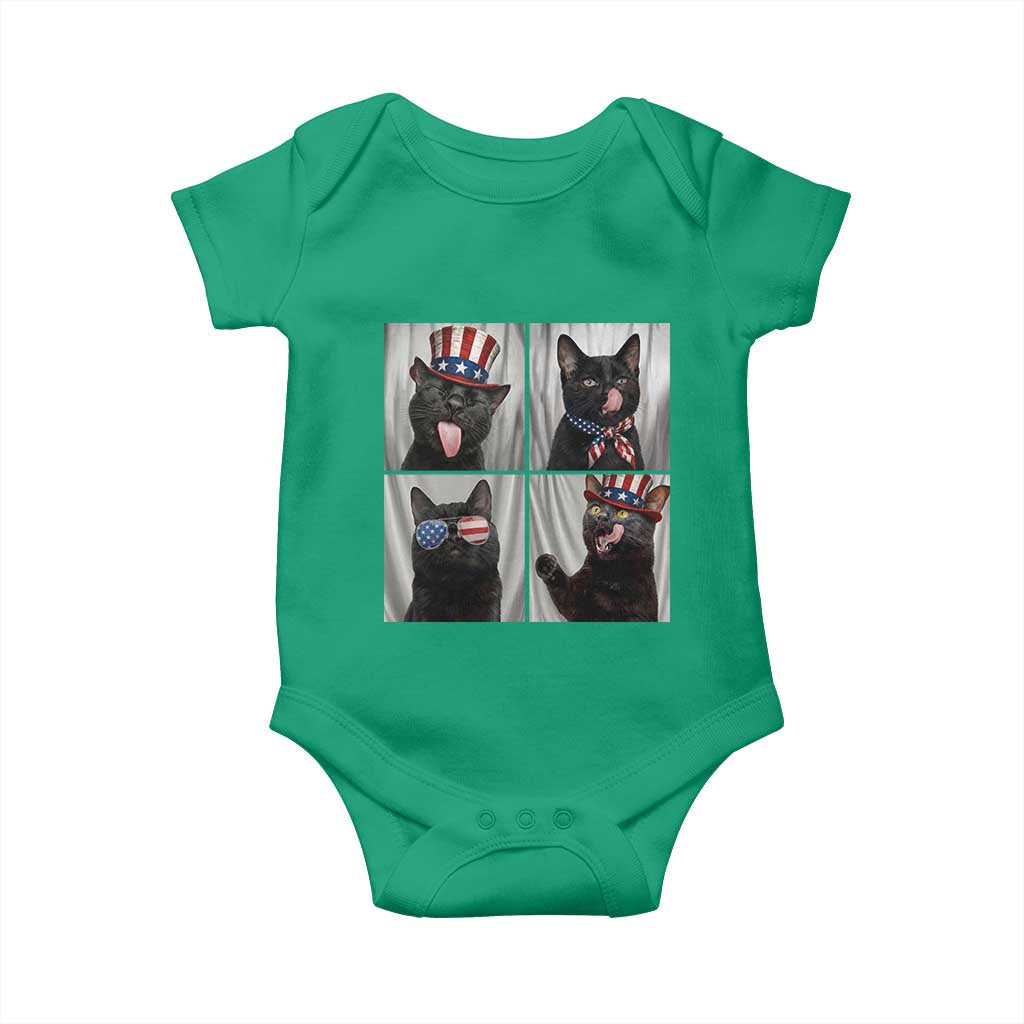 Funny Patriotic Black British Shorthair Cat Selfie Baby Onesie