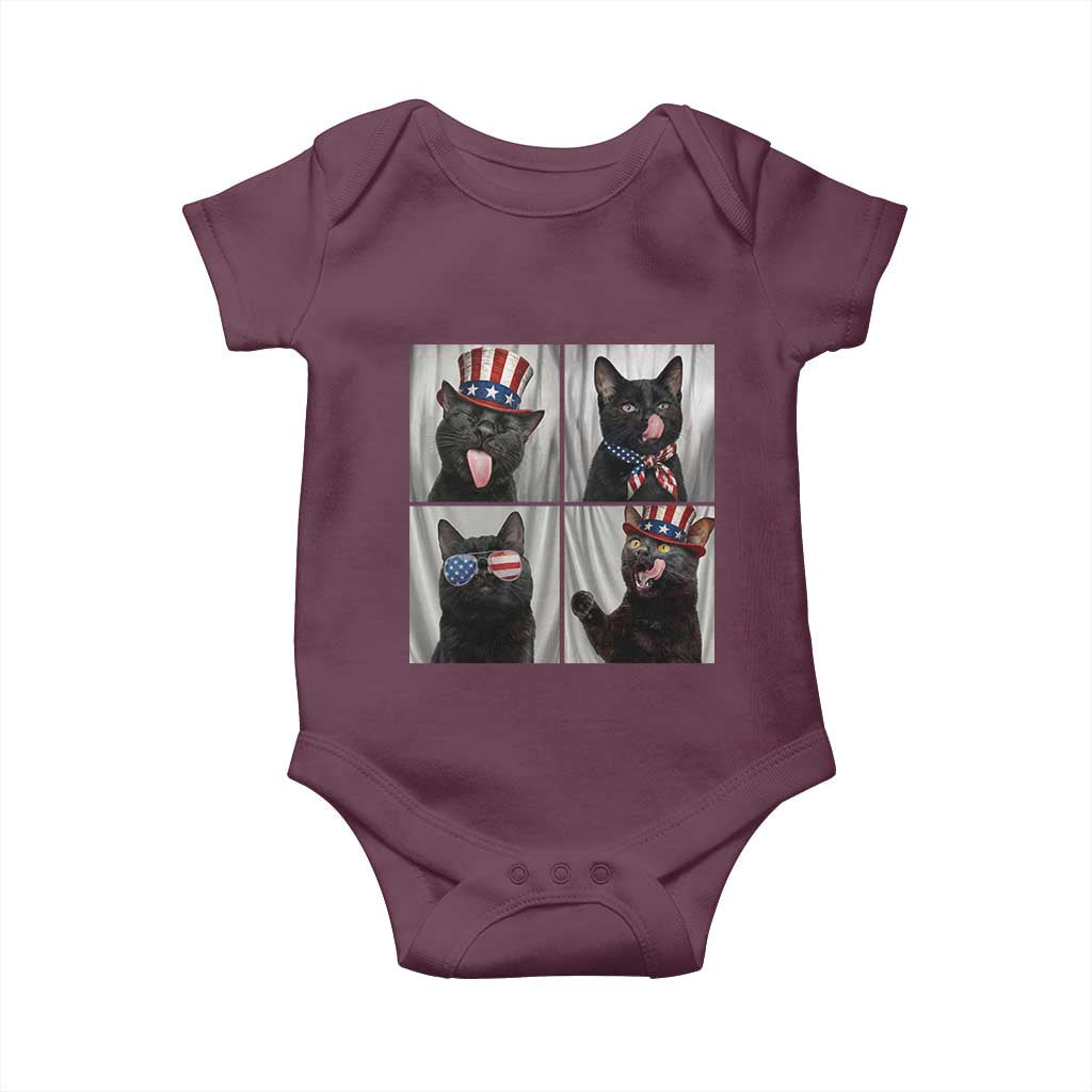 Funny Patriotic Black British Shorthair Cat Selfie Baby Onesie