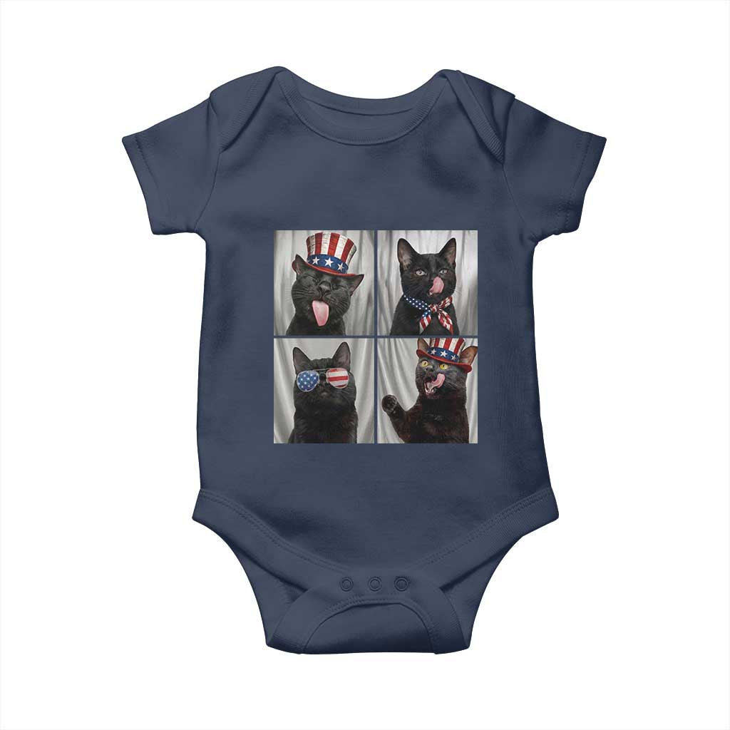 Funny Patriotic Black British Shorthair Cat Selfie Baby Onesie