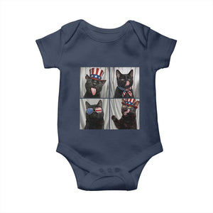Funny Patriotic Black British Shorthair Cat Selfie Baby Onesie