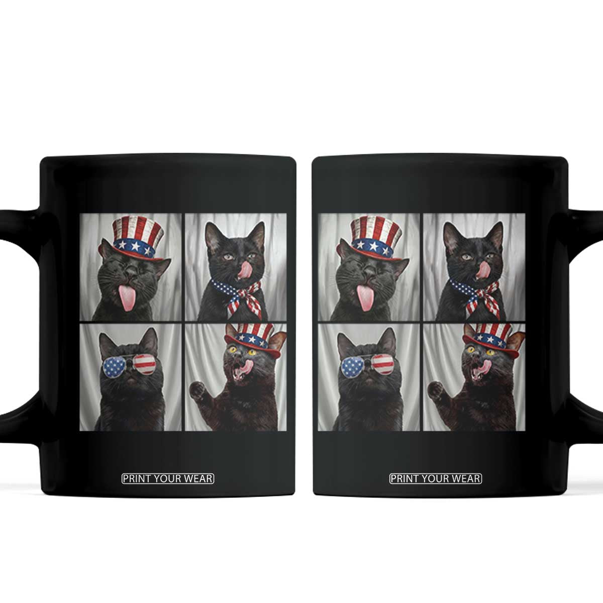 Funny Patriotic Black British Shorthair Cat Selfie Coffee Mug
