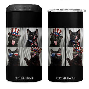 Funny Patriotic Black British Shorthair Cat Selfie 4 in 1 Can Cooler Tumbler TS12 One Size: 16 oz Black Print Your Wear
