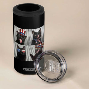 Funny Patriotic Black British Shorthair Cat Selfie 4 in 1 Can Cooler Tumbler TS12 Print Your Wear