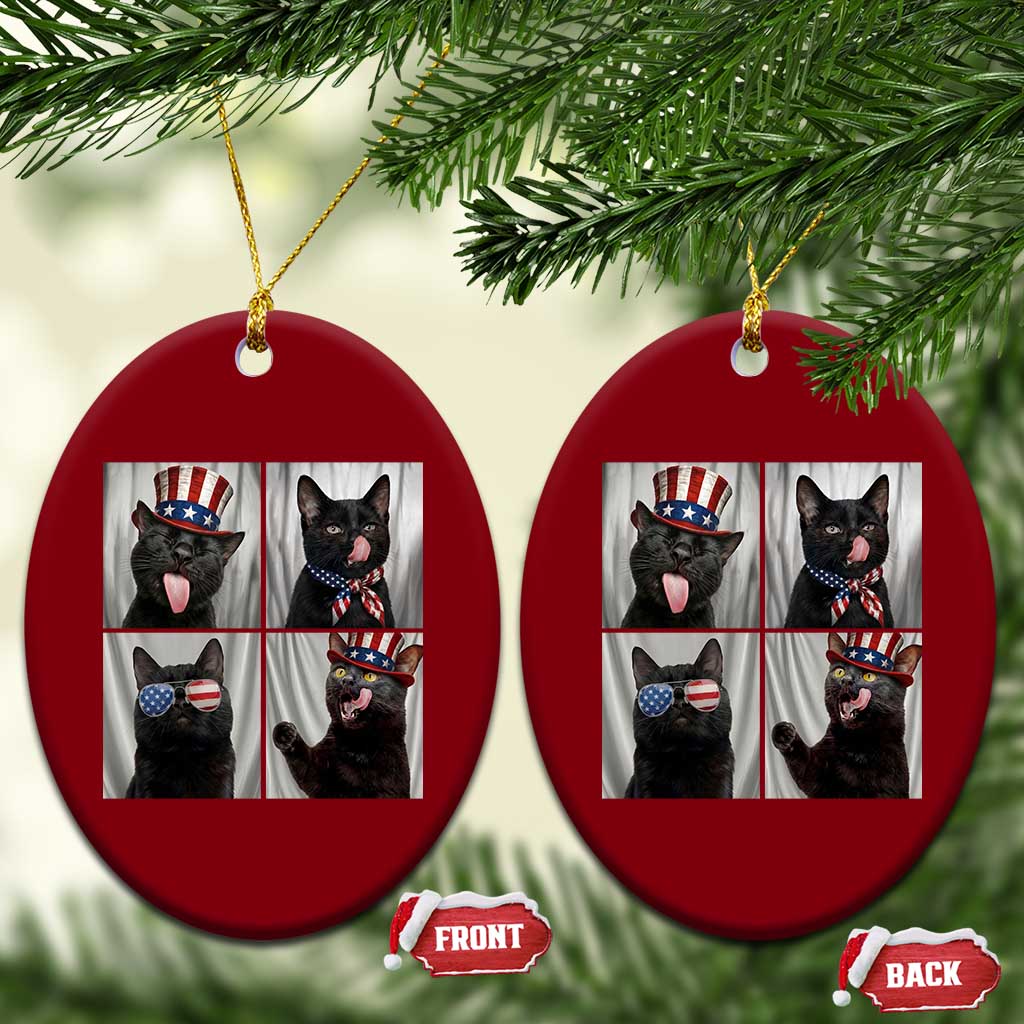 Funny Patriotic Black British Shorthair Cat Selfie Ceramic Ornament TS12 Print Your Wear