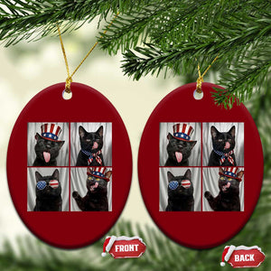 Funny Patriotic Black British Shorthair Cat Selfie Ceramic Ornament TS12 Print Your Wear