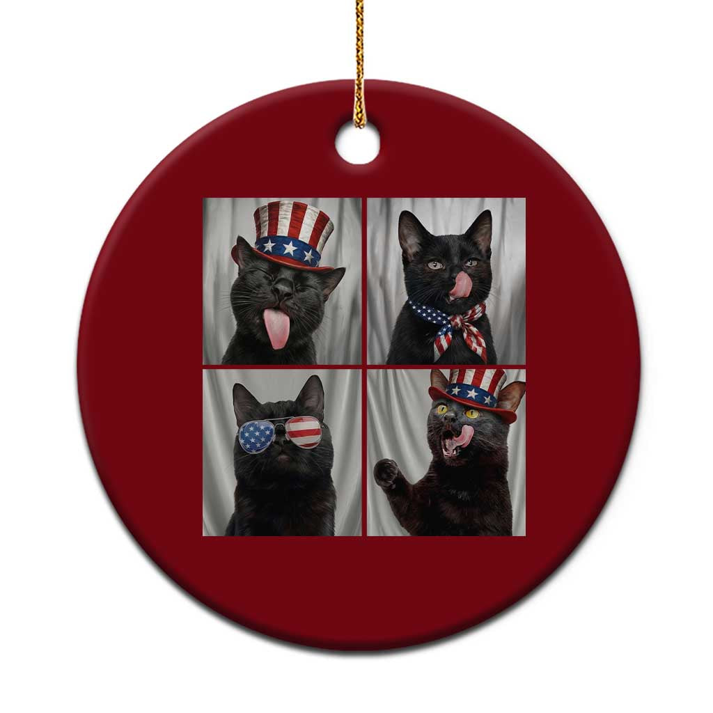 Funny Patriotic Black British Shorthair Cat Selfie Ceramic Ornament TS12 1pc Red Print Your Wear