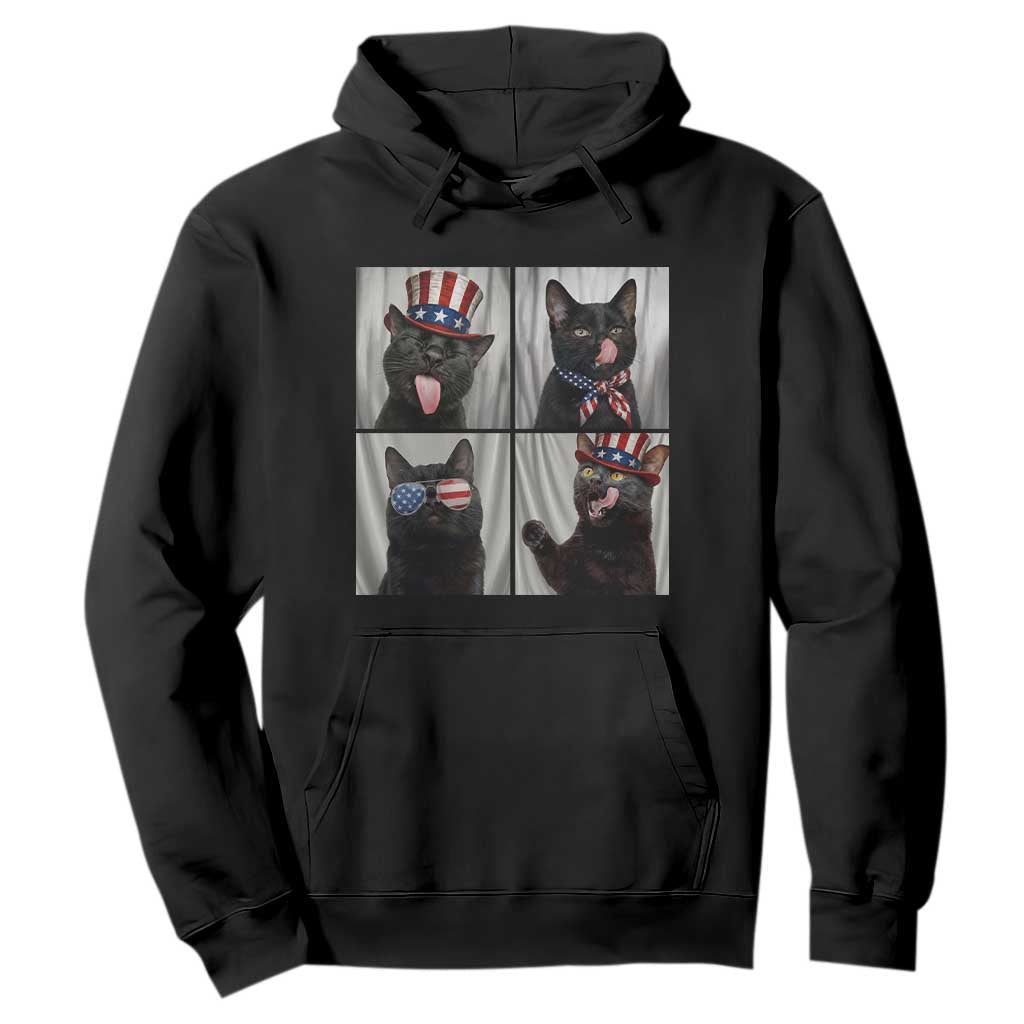 Funny Patriotic Black British Shorthair Cat Selfie Hoodie TS12 Black Print Your Wear