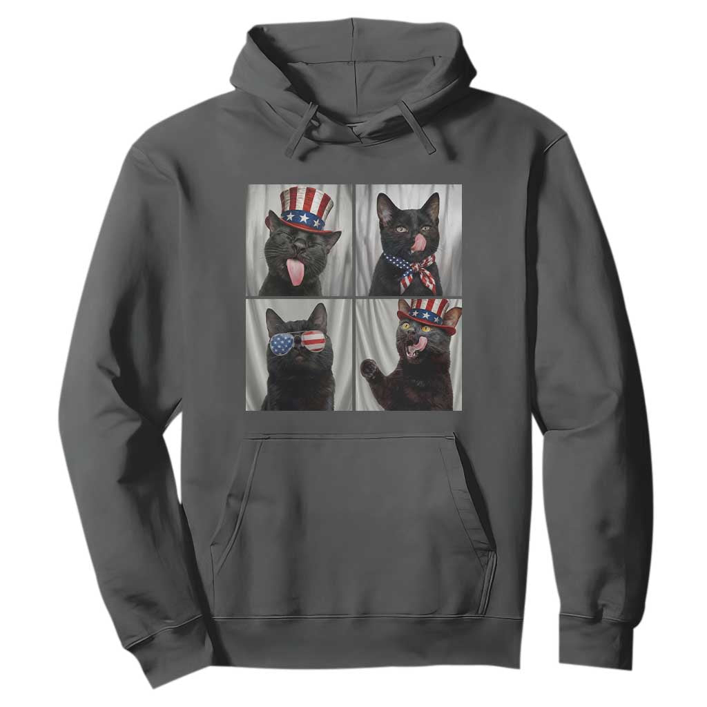 Funny Patriotic Black British Shorthair Cat Selfie Hoodie TS12 Dark Heather Print Your Wear
