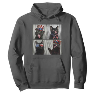 Funny Patriotic Black British Shorthair Cat Selfie Hoodie TS12 Dark Heather Print Your Wear