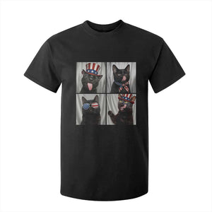 Funny Patriotic Black British Shorthair Cat Selfie T Shirt For Kid