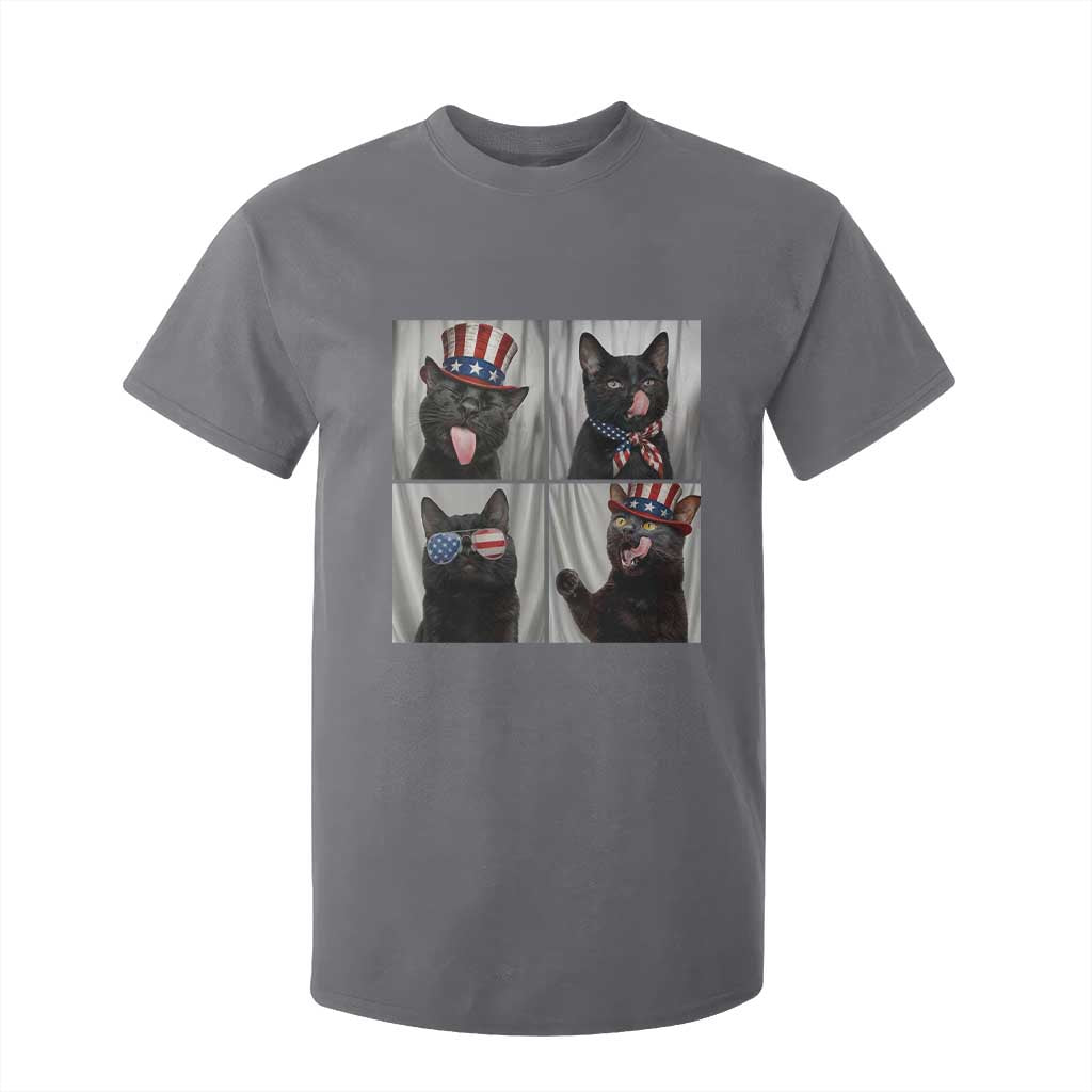 Funny Patriotic Black British Shorthair Cat Selfie T Shirt For Kid