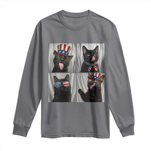 Funny Patriotic Black British Shorthair Cat Selfie Long Sleeve Shirt TS12 Charcoal Print Your Wear