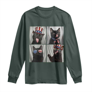 Funny Patriotic Black British Shorthair Cat Selfie Long Sleeve Shirt TS12 Dark Forest Green Print Your Wear