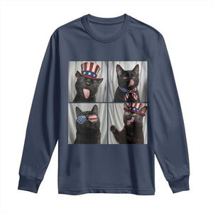 Funny Patriotic Black British Shorthair Cat Selfie Long Sleeve Shirt TS12 Navy Print Your Wear