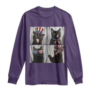 Funny Patriotic Black British Shorthair Cat Selfie Long Sleeve Shirt TS12 Purple Print Your Wear