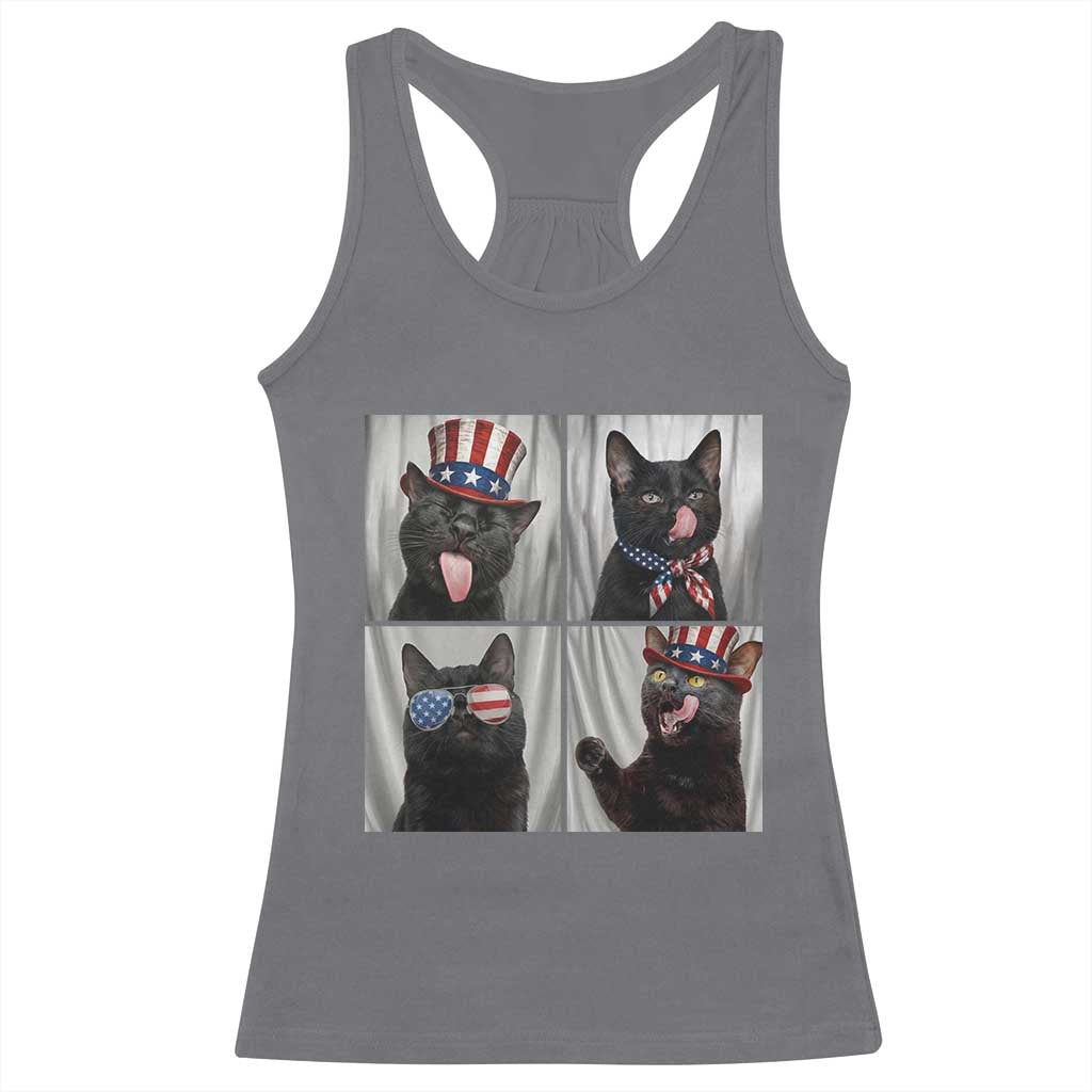 Funny Patriotic Black British Shorthair Cat Selfie Racerback Tank Top TS12 Charcoal Print Your Wear