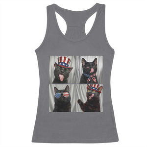 Funny Patriotic Black British Shorthair Cat Selfie Racerback Tank Top TS12 Charcoal Print Your Wear