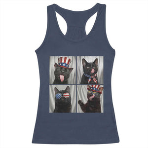 Funny Patriotic Black British Shorthair Cat Selfie Racerback Tank Top TS12 Navy Print Your Wear